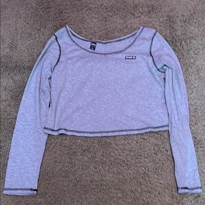 Urban Outfitters Gray Cold Shoulder Long Sleeve Crop Top